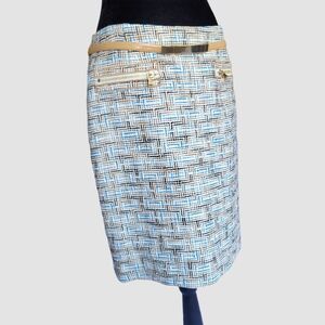 Per Se Tweed Pencil Skirt Sz 6 W/Belt Preppy Academia Preppy Classic Office